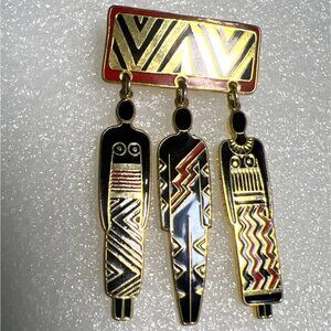 Tribal Unity Laurel Burch Enamel Brooch Pin Jewelry 1993 Spirit‎ Series Kinetic